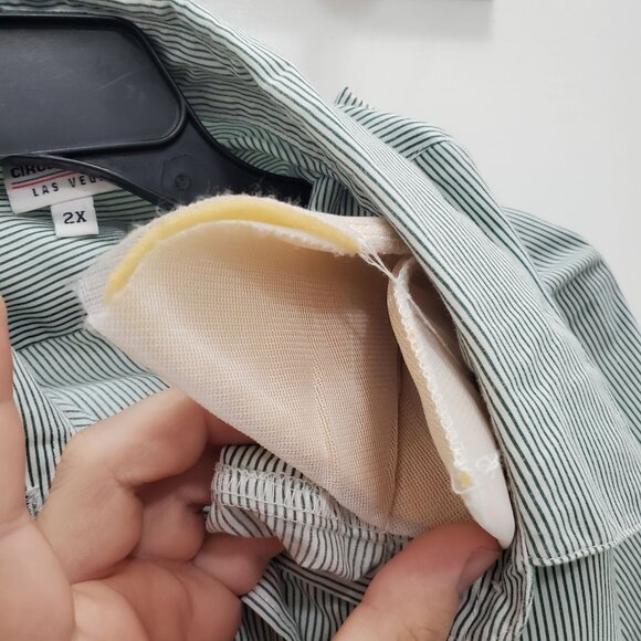 Circus Circus Woman's Vintage Green White Stripe Safari Embroidery Shirt Plus 2X - Picture 6 of 11